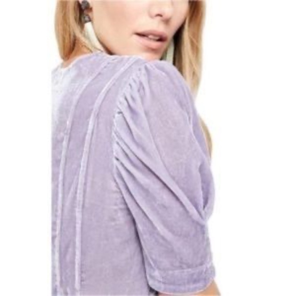 Free People Adele Velvet Tunic Lilac Top Size Medium - Picture 10 of 14